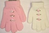 Set of Two Magic Stress Gloves Trimmed with Rhinestone Satin Daisies for Toddlers Ages 1-3 Years.