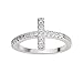 CloseoutWarehouse Cubic Zirconia Christian Sideway Cross Ring Sterling Silver Size 6