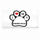 Border Collie Dog Dogs White Novelty Animal Metal License Plate Wall Sign Tag