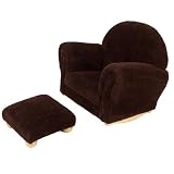 Chocolate Chenille Upholstered Rocker & Otto with Headrest Slip Cover by KidKraft
