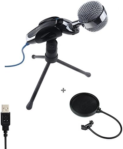 Wanway Set of 3 - Professional USB Studio Recording Desktop Condenser Microphone Mic for Laptop PC Computer Notebook Skype Comes with Tripod Holder Clip and Pop Filter Windshield(USB Plug)