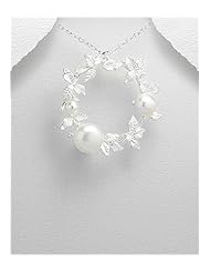Leaf Fresh Water Pearls Pendant Necklace In 92.5 Sterling Silver
