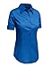 LE3NO Womens Tailored Short Sleeve Button Down Shirt with Stretch