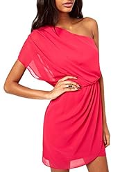 Chiffon Summer Cocktail One Shoulder Wrap Asymmetric Party Dress/Tunic/Mini Dress 