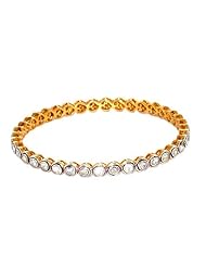 3.7cts Diamond Pave Rose Cut Bangle 3.5gms Solid Yellow Gold Silver Party Jewelry