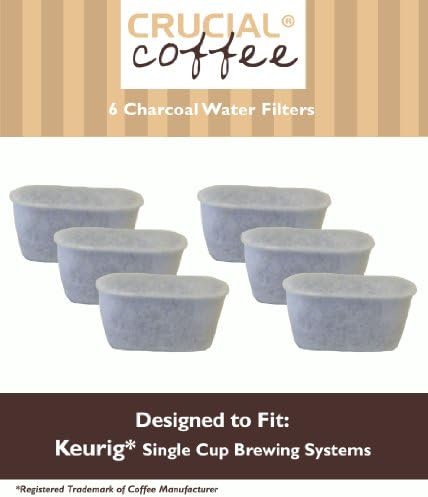 6 Keurig Charcoal Water Filters, Fits Keurig Single Cup Brewing Systems, Designed &amp; Engineered by Crucial Coffee