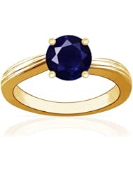 18K Yellow Gold Round Cut Blue Sapphire Solitaire Ring