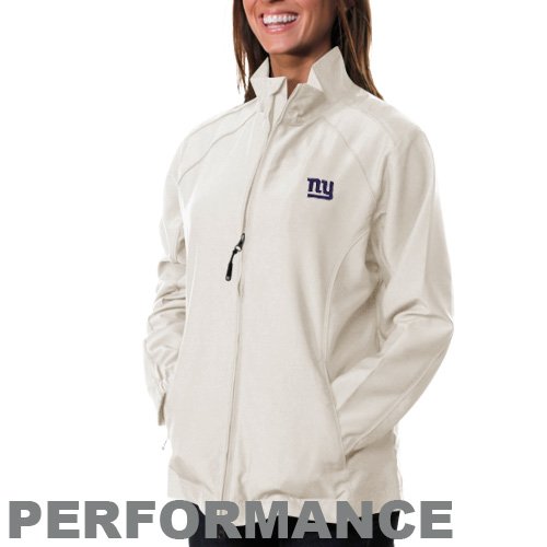 Cutter & Buck New York Giants Ladies White Astute Performance Full Zip Windshirt (Large)