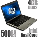 Dell Inspiron 1440 Refurbished Notebook PC   Intel Pentium T4200 2GHz, 4GB DDR2, 500GB HDD, DVDRW, 14.1 HD, Vista Home Premium 64 bit