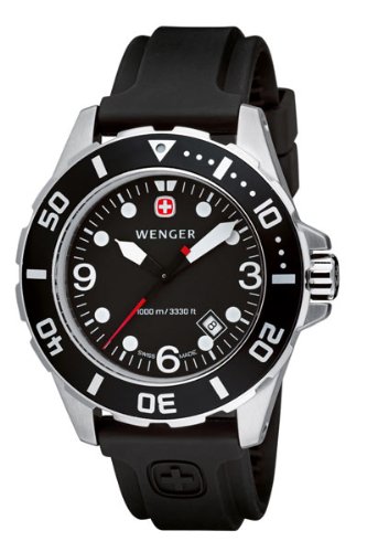 Wenger Men's 72235 AquaGraph 1000M Watch with Rubber Strap (Black)