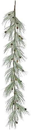 Christmas Holiday Wintry Long Needle Pine 6 ft Garland with Mica and Glitter.