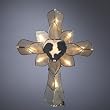 10.5" Lighted Capiz Cross with Nativity Christmas Tree Topper - Clear Lights