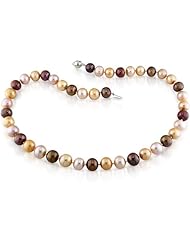 Sterling-Silver 9-9.5 MM Chocolate Freshwater Cultured Pearl Strand, 18"