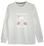 (ゴジラ初) GODZILLAHACHU レデイース プルオーバー パーカー暖冬願い 英語スウエット クリスマススウエット ホワイト M