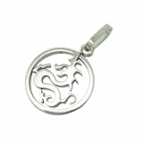 Circular Asian Dragon Pewter Necklace Pendant