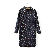 Notched Notched Collar General Print  Shirt  Dress