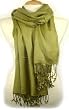 Soft and Silky Beautiful Pashmina Style Viscose Olive Green Shawl/ Wrap 28" X 78"