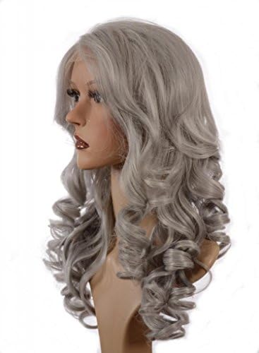 Magic Wig World Elegant Silver Grey Curly Wave Long Wig