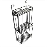 Folding Piper Bakers Rack Three Shelves in Black