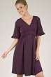 Matte Jersey Empire Cross Front Dress with Ruffle Sleeves