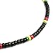 Green Nipa Hut Black Coco Bead Rasta Necklace, Barrel Lock
