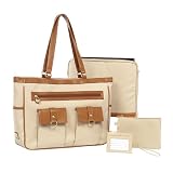Case Logic 2-Pocket Zip-Front Laptop Tote- Cream