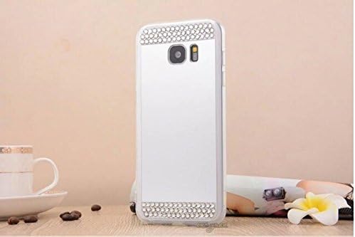 Galaxy S7 edge Mirror Case- Unifone Mobile Crystal Rhinestone Diamond Hybrid Glitter Bling Soft Shiny with Glass Mirror Cover Case Skin for samsung galaxy s7 edge (silver)