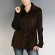Women's Faux Suede Jacket with Sweater Trim