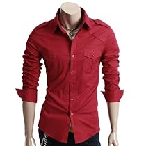 Doublju Mens Casual Shoulder Strap Shirts (CXJL)