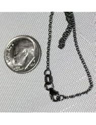 Solid 14k Black (Rhodium) Gold Cable Link Chain Necklace (1.2mm ), 18" Italian 2.62g