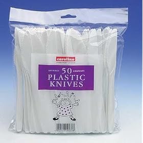 50 x Plastic KNIVES Catering Tableware Strong Disposable Cutlery