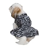 Zack & Zoey Polyester Platinum Print Zebra Dog Dress, Teacup, Black