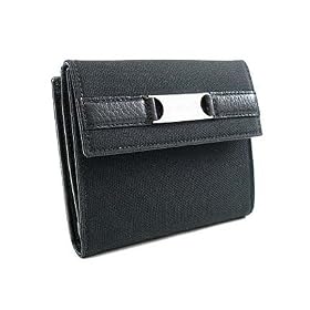 Bvlgari Black Fabric And Leather Snap Close Wallet BVL24874