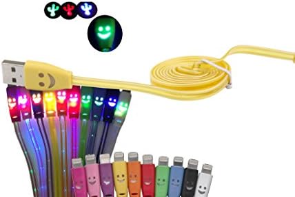 39 Inch Color Changing Cable Smiley Face Apple Lightning Charging Cable pin to USB SYNC Charger Cord for iPhone 5 5s 5c 6 6 Plus iPod 7 iPad Mini Mini2 mini 3 iPad 4 iPad Air Air2 eica19-8