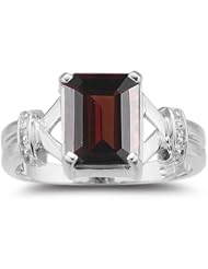 0.01 Cts Diamond & 2.50 Cts Garnet Ring in 14K White Gold