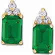 14kt Yellow Gold Chatham Created Emerald and Diamond Earrings
