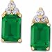 14kt Yellow Gold Chatham Created Emerald and Diamond Earrings