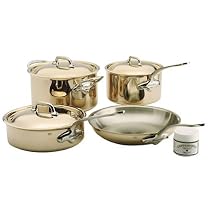 Mauviel 6560.01 Cuprinox Style 7-Piece Stainless-Steel-Lined Copper Cookware Set
