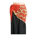 Hip Scarf, Gold Color Coins, Red