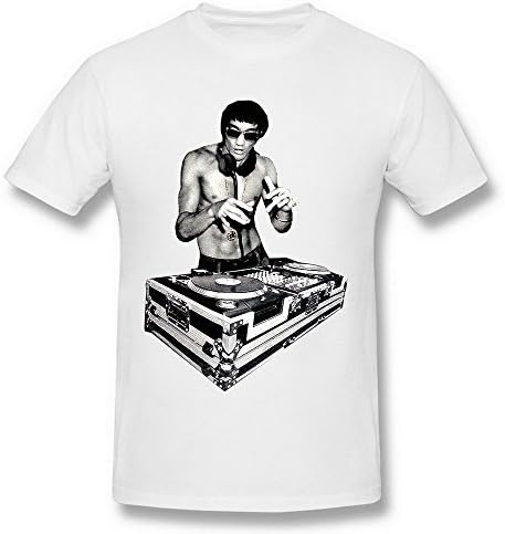 Next Style Men's Bruce Lee DJ Cover Poster White T Shirts