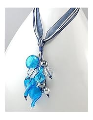Deep Sky Blue Cotton Necklace In 92.5 Sterling Silver