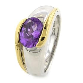 18K Gold and Silver Designer Amethyst Ring by Netaya