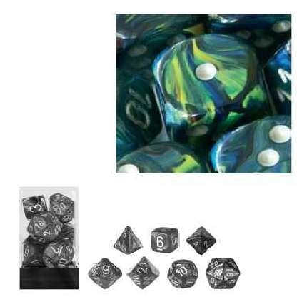 Childrens Toyshop  Spielwaren : Chessex 27445 - Würfelset Festive grün/silber, 7 verschiedene Würfel