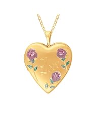 Gold over silver Heart Shaped "Love" Locket w/ flowers Necklace