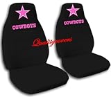 2 Black Dallas seat covers with a hot pink star for a 2002 to 2004 Chevrolet Trailblazer.