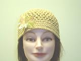 Cp159, Hand Crocheted Camel Gimp Skull Cap with Sequin Star.