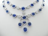 Platinum Natural Burma Sapphire and Diamond Necklace