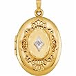 Round Brilliant Cut Diamond, 14Kt. Two Tone Gold, 28.75 mm x 23.00 mm. Diamond Oval Locket Charm Pendant
