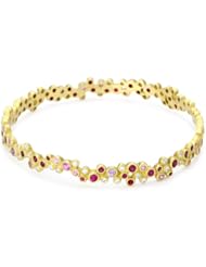Annie Fensterstock Vega 18k Yellow Gold, Ruby, Sapphire and Diamond Bangle Bracelet