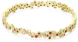 Annie Fensterstock Vega 18k Yellow Gold, Ruby, Sapphire and Diamond Bangle Bracelet
